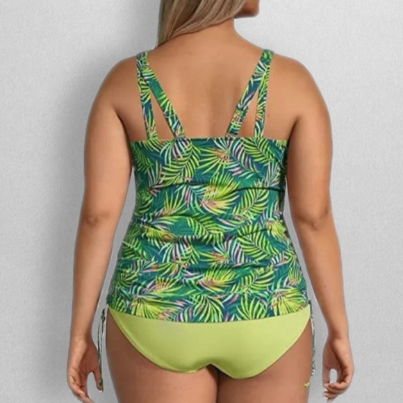 Lands' End V Neck Side Tie Underwire Tankini Swim Top Women's Plus Size 16 - Picture 3 of 9